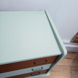 Vintage wood and blue chest of drawers