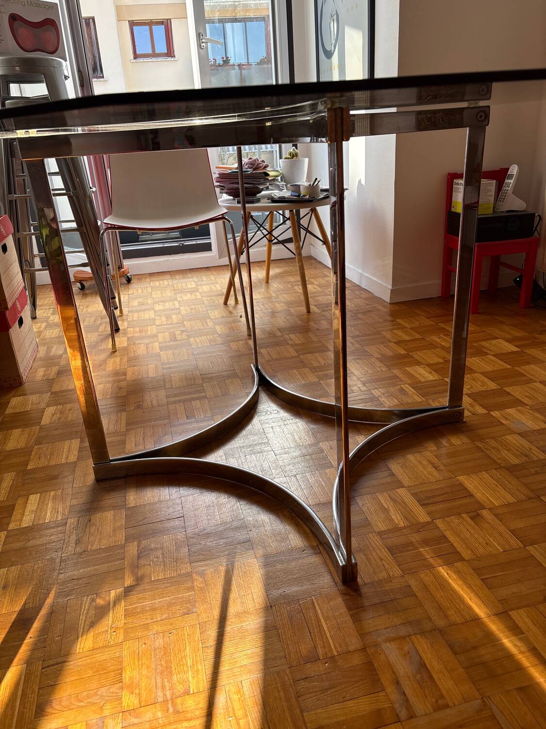 70s style glass table by Roche Bobois