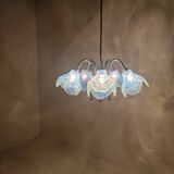Italian Ceiling Lamp with Five Blue Murano Glass Lamshades – 1970s