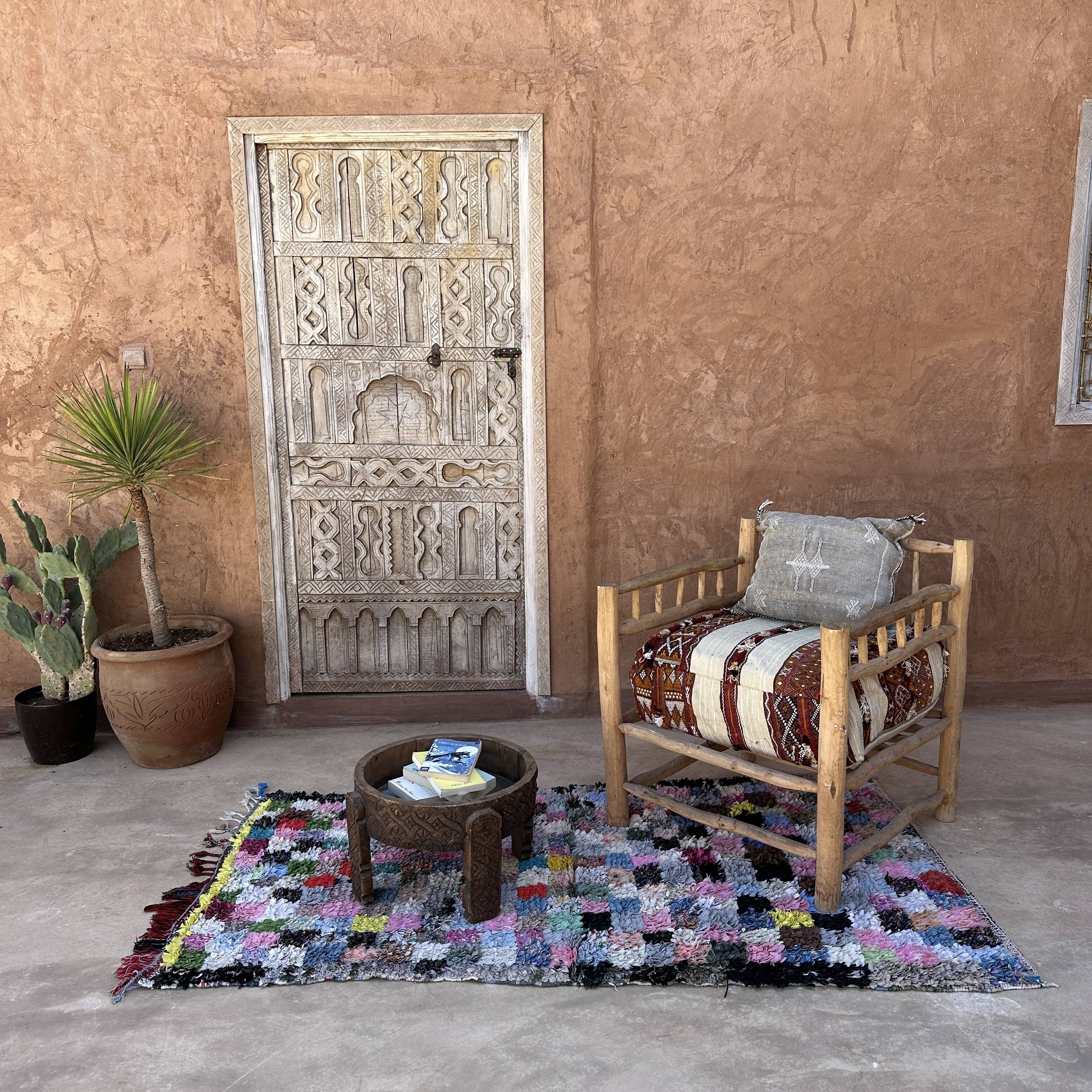 Moroccan Boucherouite Carpet - 106 x 188 cm