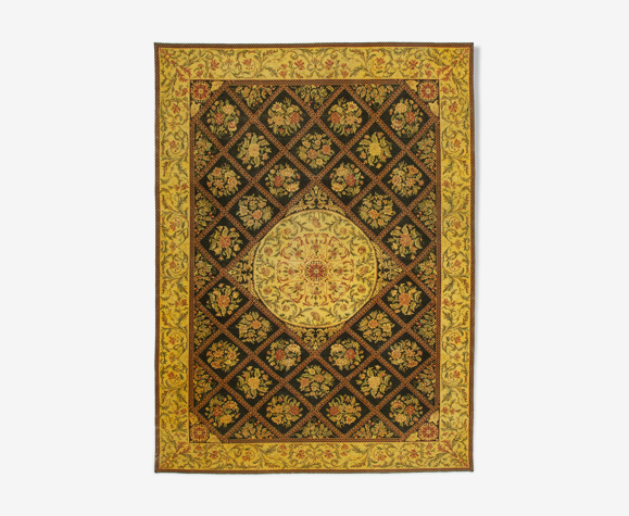 Tapis persan surteint 291 x 404 cm tapis en laine jaune tissé à la main