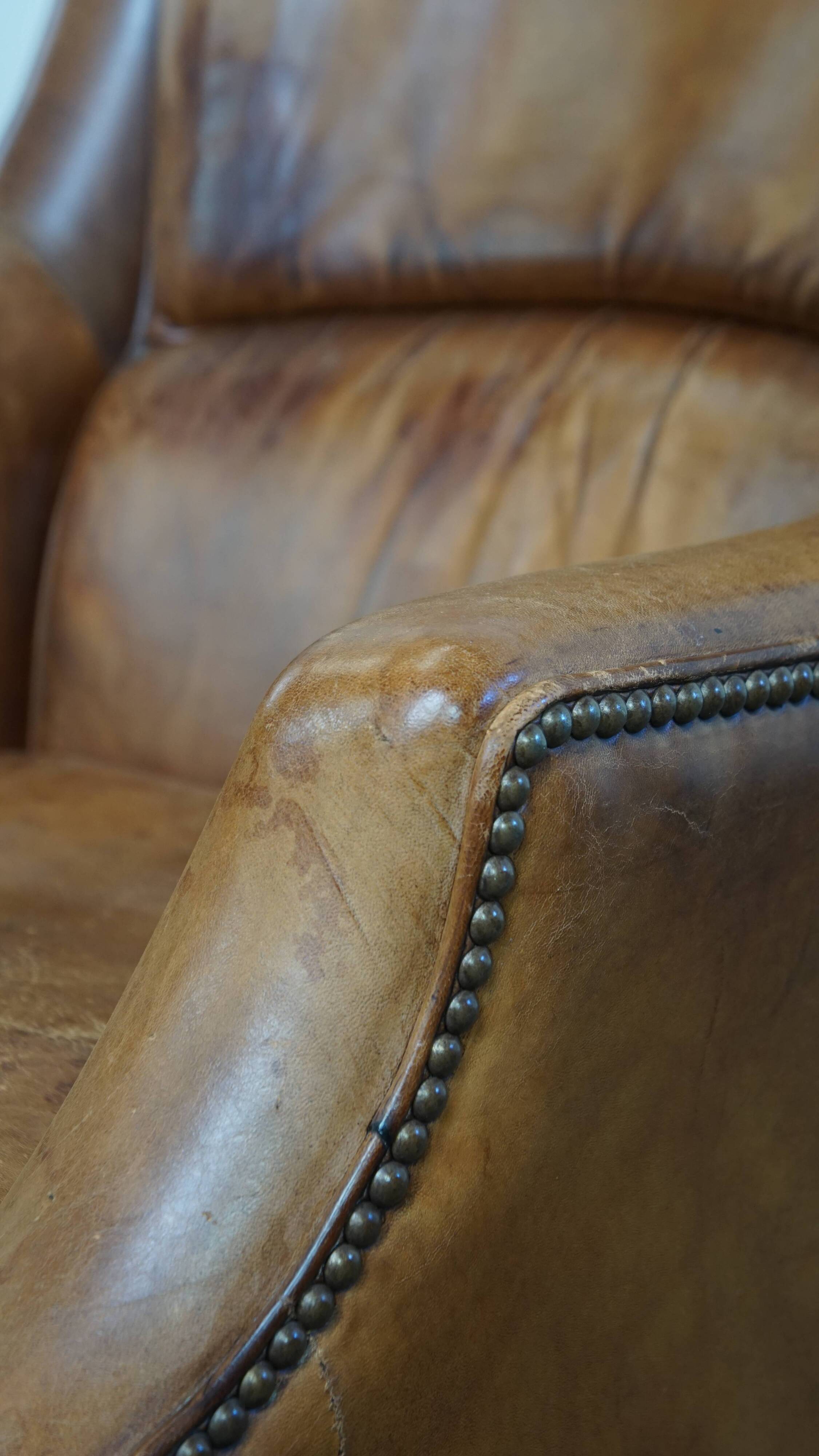 Vintage Armchair Made of Sheepskin Leather