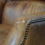 Vintage Armchair Made of Sheepskin Leather