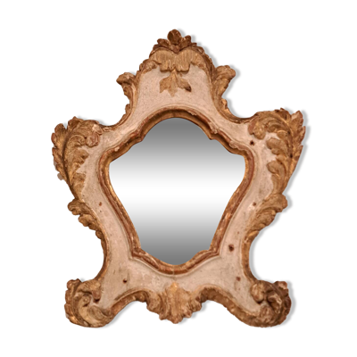 Miroir vénitien XVIIIème en bois peint et doré