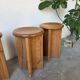 Set of 4 oak stools from the 1950s, constructivist style.