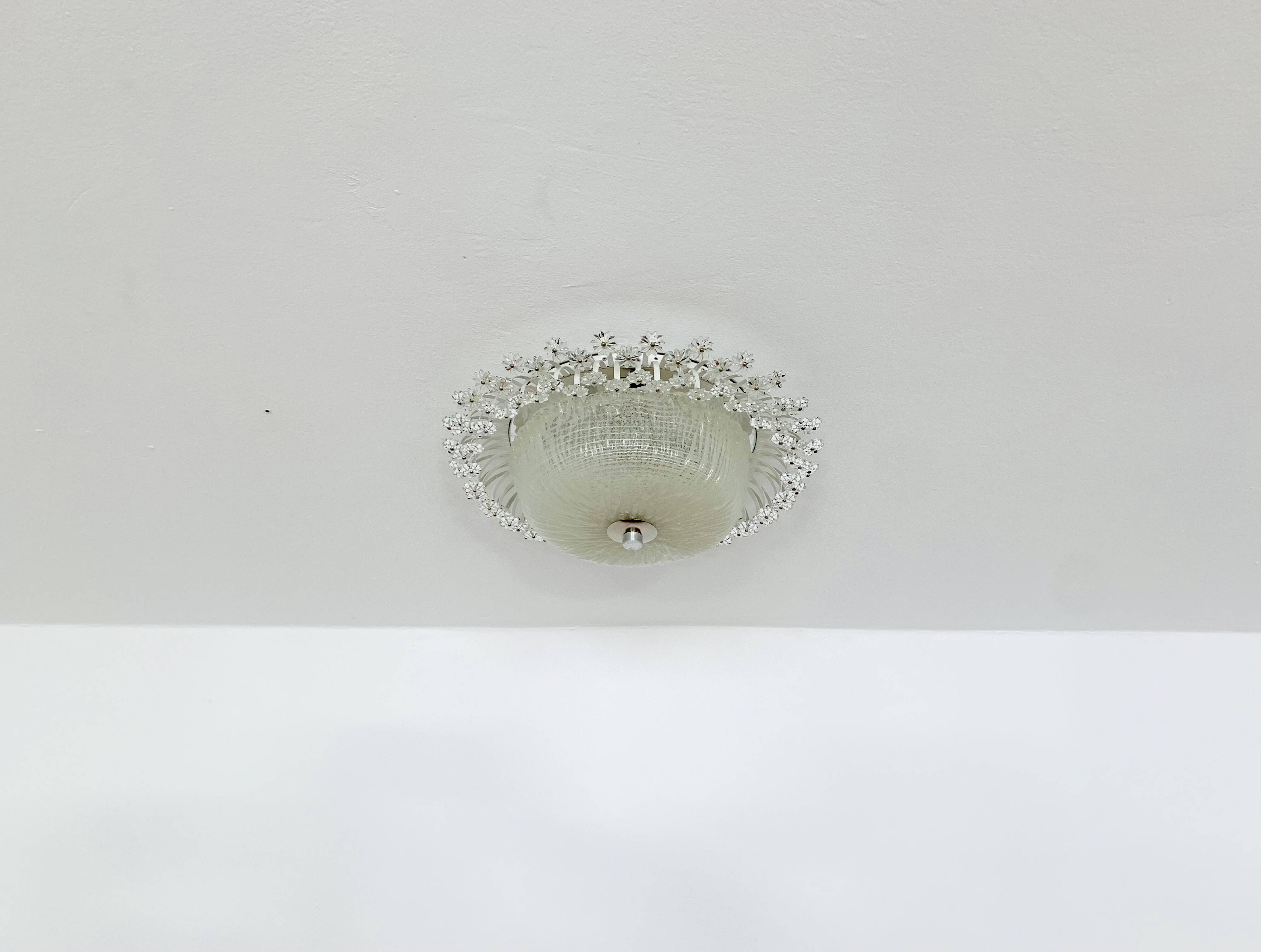 Large Floral Flush Lamp