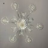 Venetian Chandelier in Colorless Murano Glass with 6 Lights, Circa 1930
