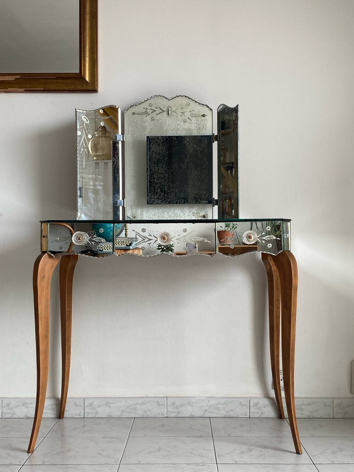 50s Venetian mirrored dressing table
