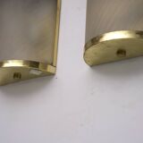 Rare Set of Four Valentino Brass and Etched Glass Wall Sconces, Italy 1980s