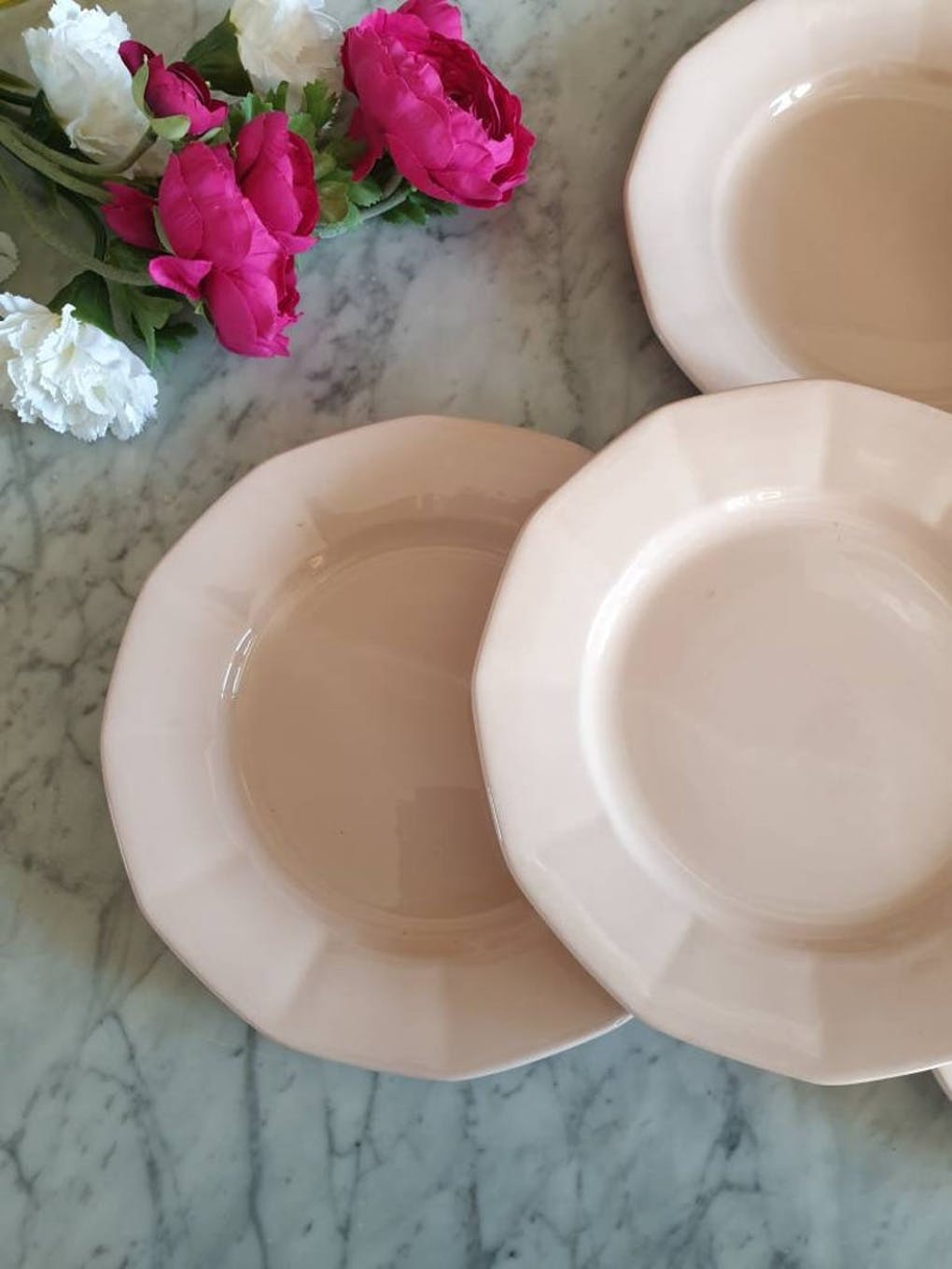 6 powder pink Digoin plates