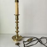 Brass candle-shaped lamp