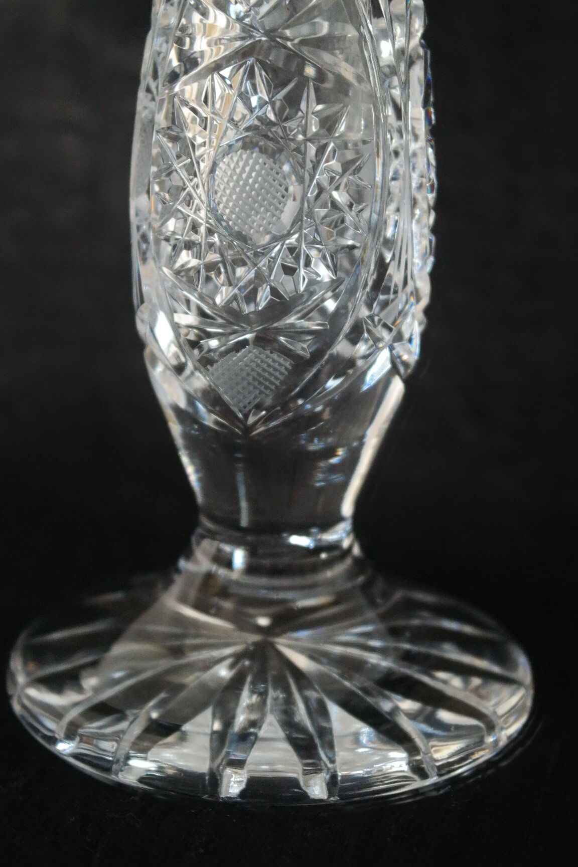 Bohemian crystal soliflore vase hand-cut