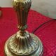 Paire lampe bronze ancienne abat jour verre 44x21 vitrail style tiffany