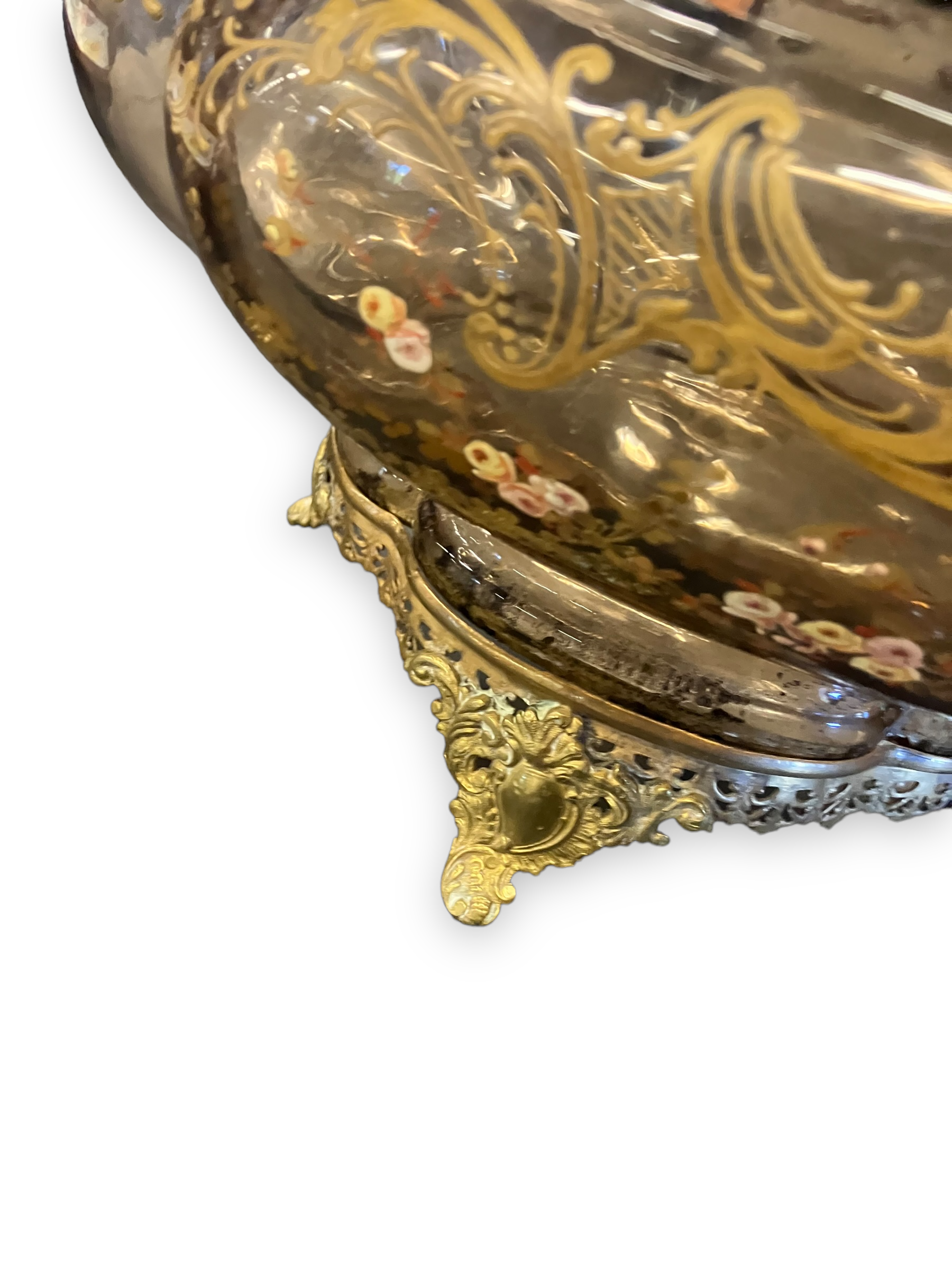 Jardinière Art Nouveau En Verre émaillé