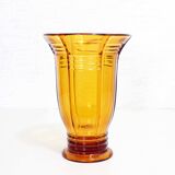 Art Deco amber glass vase
