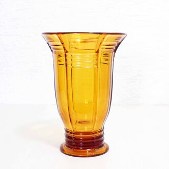 Art Deco amber glass vase