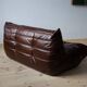 Set of 3 brown leather Togo sofas designed by Michel Ducaroy 1973
