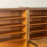 Classic home office from the 1950s, walnut veneer, illuminated interior