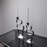 Pair of circle candlesticks by Matthew Hilton, England, 1980