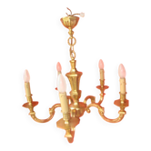 Lustre en bronze massif à 5 bras de lumière