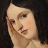Tableau ancien représentant une jeune femme du 19ème siècle