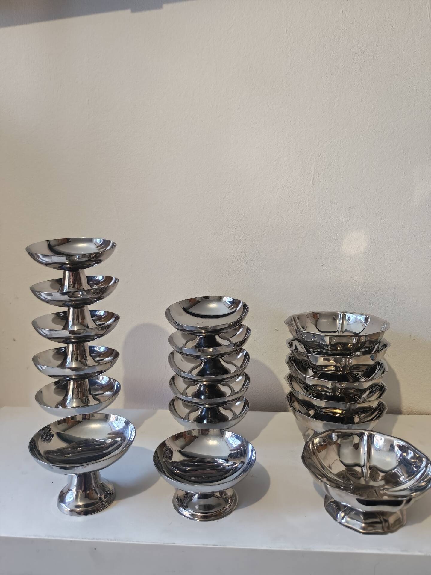 18 low sorbet cups in stainless steel chrome