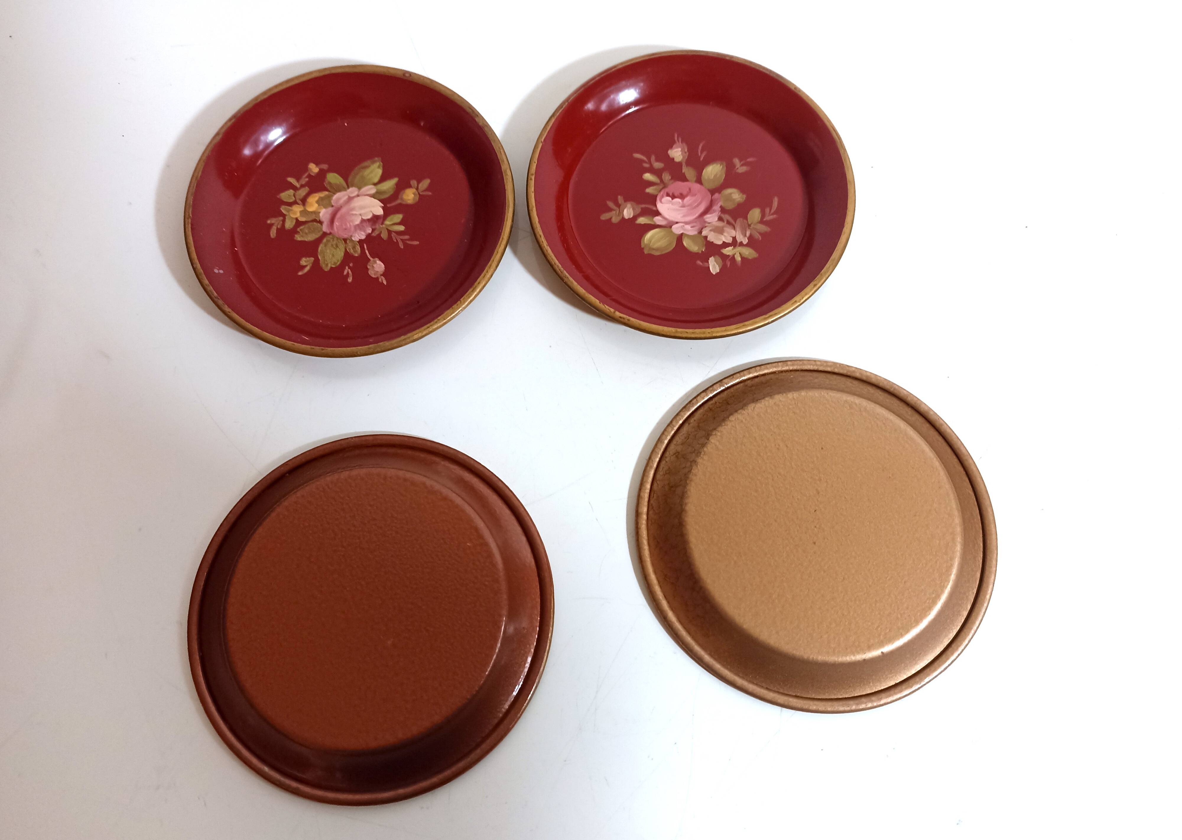 Set of 4 vintage red coasters