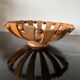 Art deco fruit bowl in olive wood