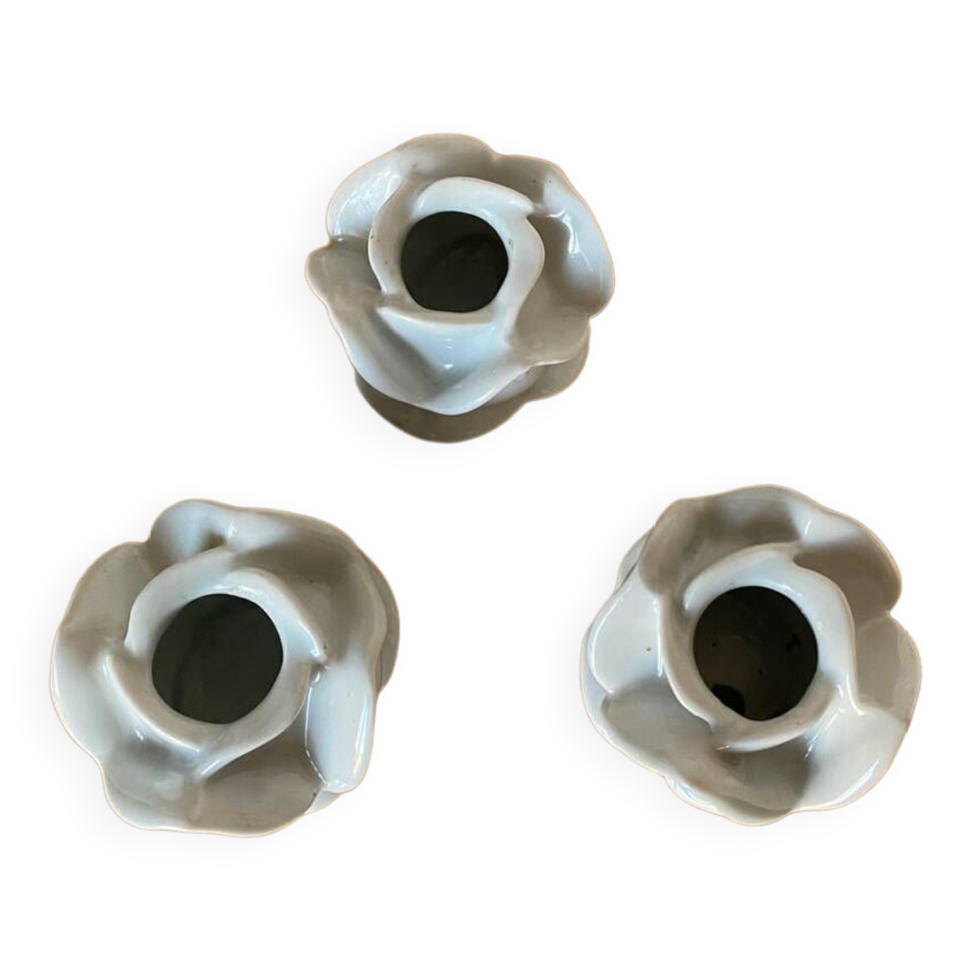 Bougeoirs en céramique blanche vintage