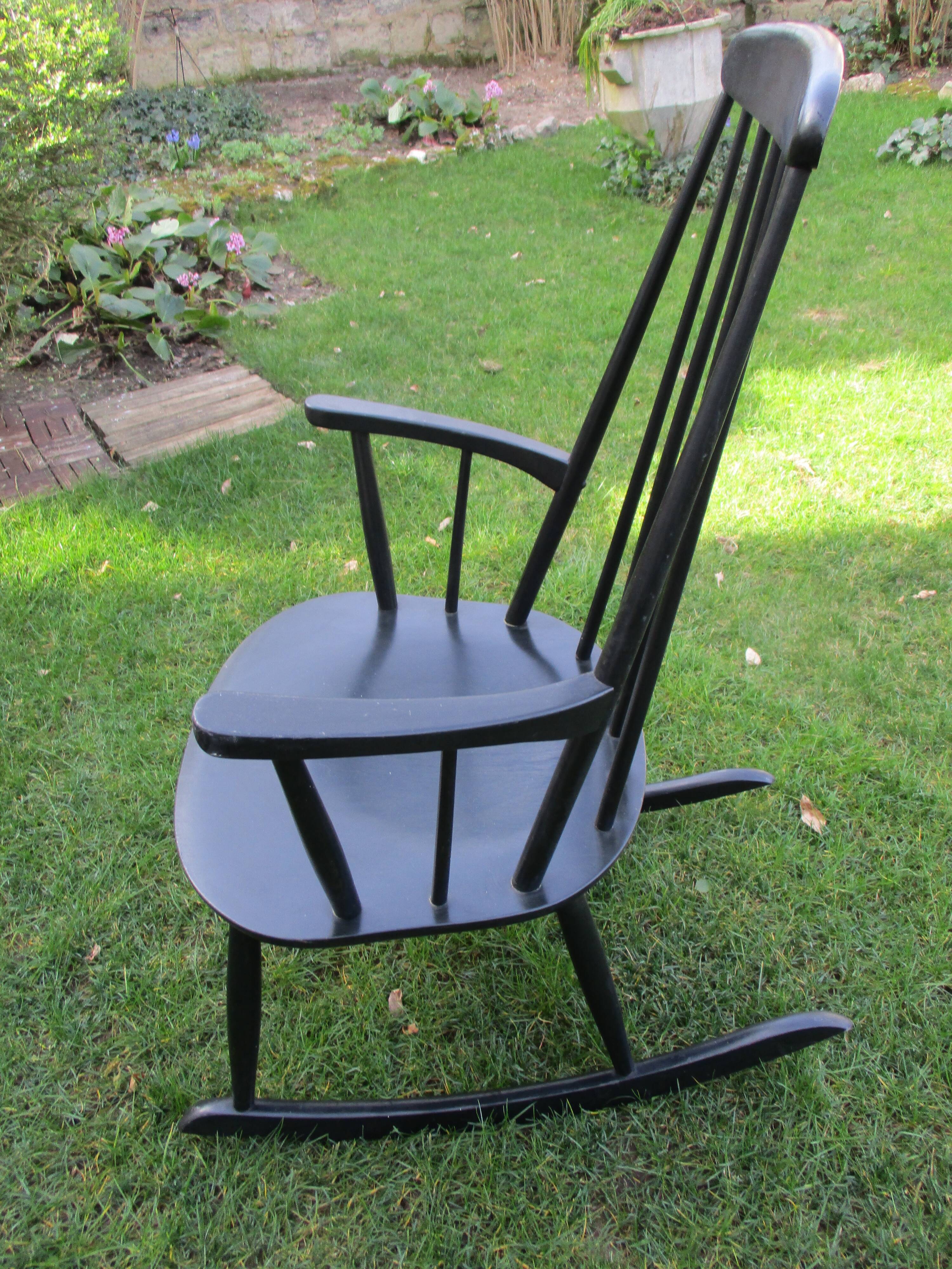 Black beech rocking chair, Stol Kamnik, 60s.
