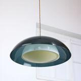 Italian green space age pendant lamp in plexiglass, 70s