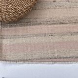 pink brown wool runner rug, Turkish vintage runner kilim  67x293 cm