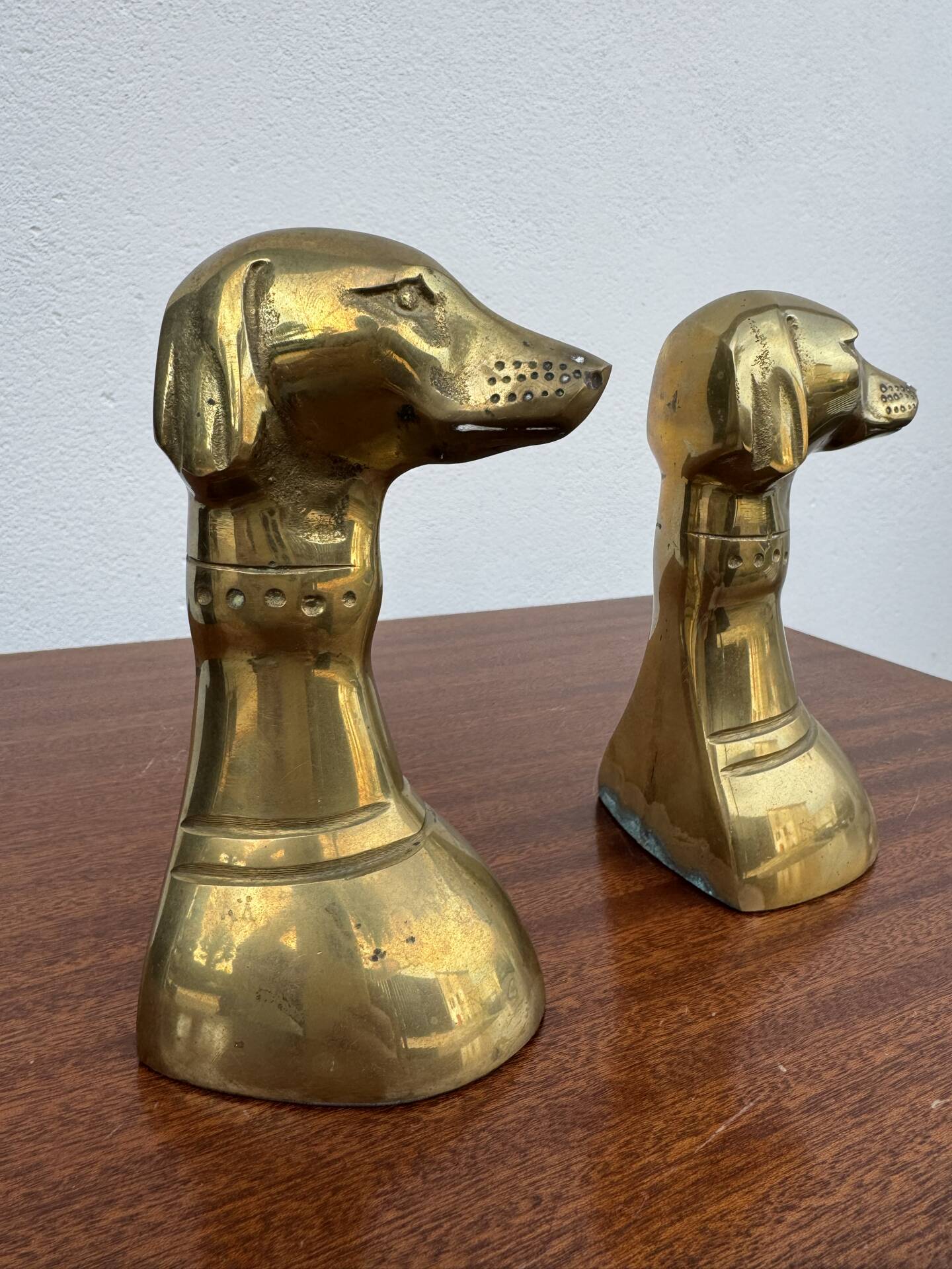 Dog bookends, solid brass, 1970s.