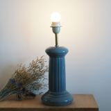 Column lamp base in gray earthenware