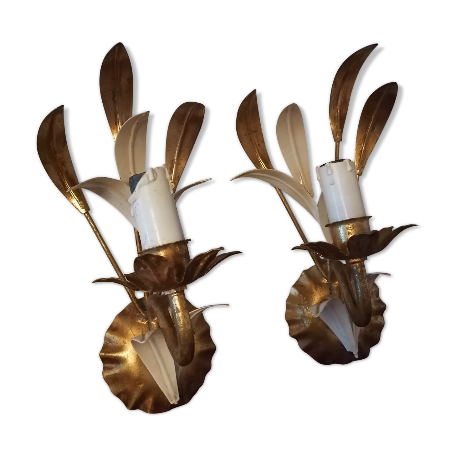 Pair of wall clams gold ears Hollywood regency