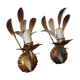 Pair of wall clams gold ears Hollywood regency