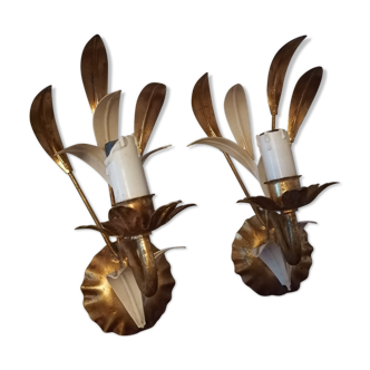 Pair of wall clams gold ears Hollywood regency