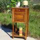 Louis XVI style bedside table in walnut and marble