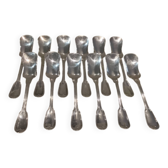 12 pelles à glace métal argenté orfèvre Christofle modèle chinon