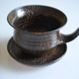 1970s ceramic cup and saucer signed