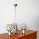 Three-branched chandelier, in chrome and smoked glass globes, Design, 1970