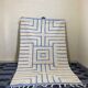 Sky Blue Boujaad Rug – Handmade Moroccan Wool Rug with Bold White Geometric Patterns