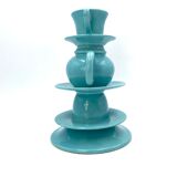 Blue tea cups stack vase, italy 1980s