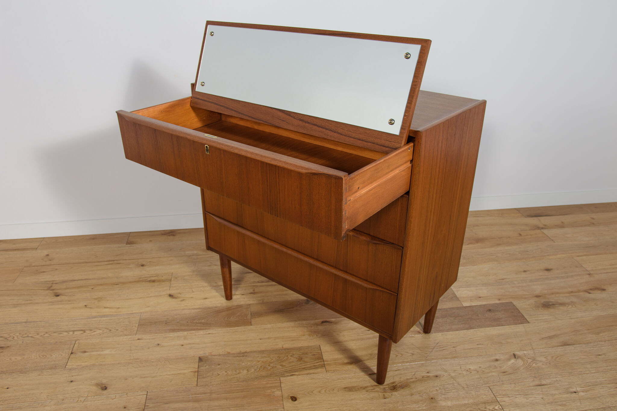 Mid-century teak dresser with dressing table, Denmark, 1960s