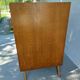 Commode vintage pieds compas en bois massif et osier