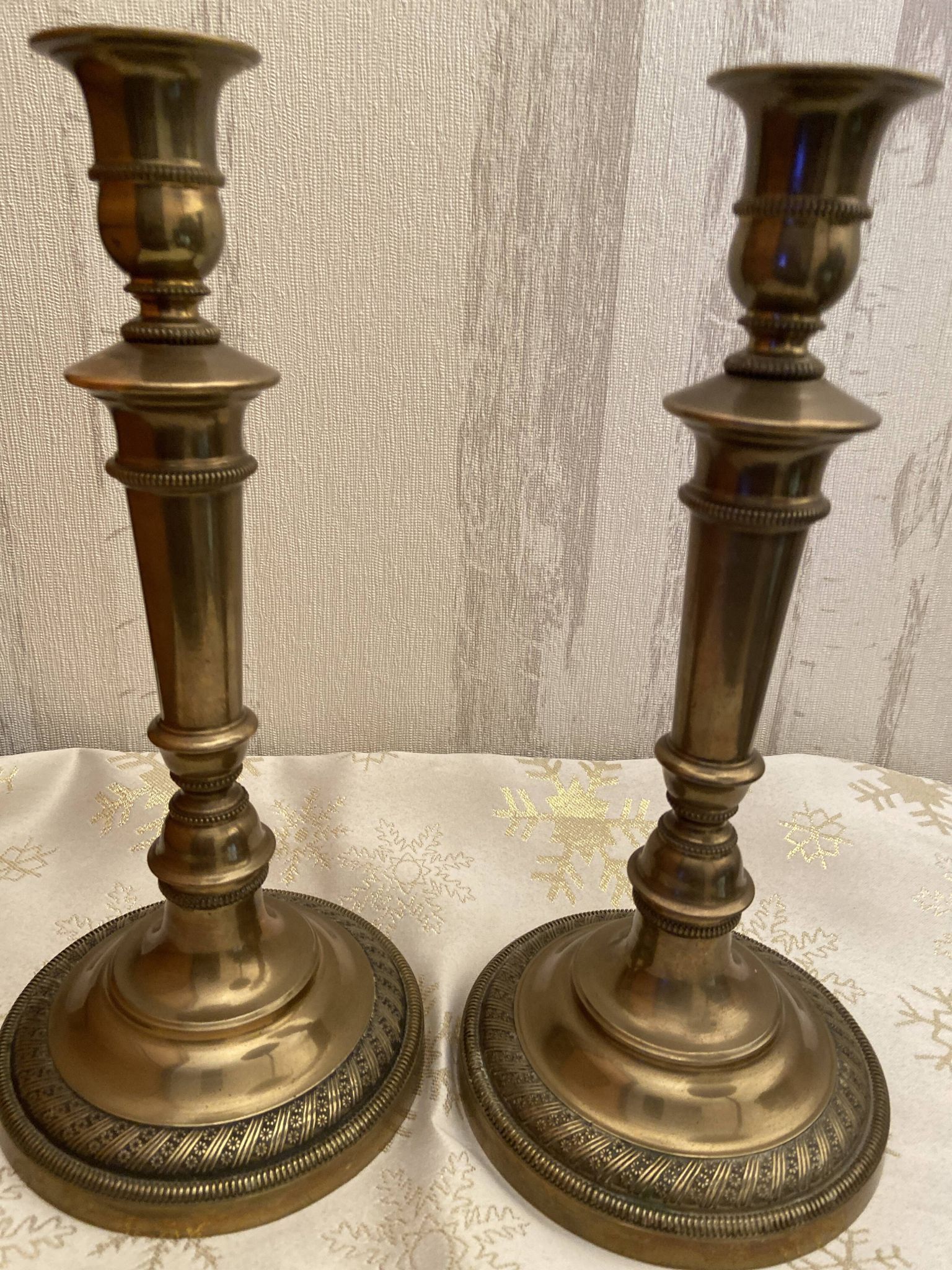 Pair of brass candle holders