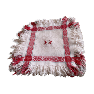 Set of red monogrammed towels