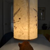Lampe brutaliste moderniste forme libre 60's bois d'olivier