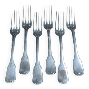 6 fourchettes de table en métal argenté Frionnet François