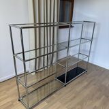 USM Haller shelf in glass and Graphite Black